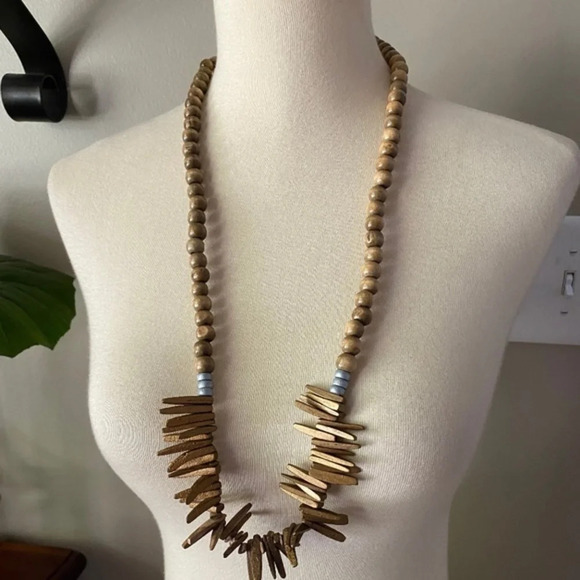 Bijou  Brown & Gold Barbados Statement Necklace - Picture 2 of 5